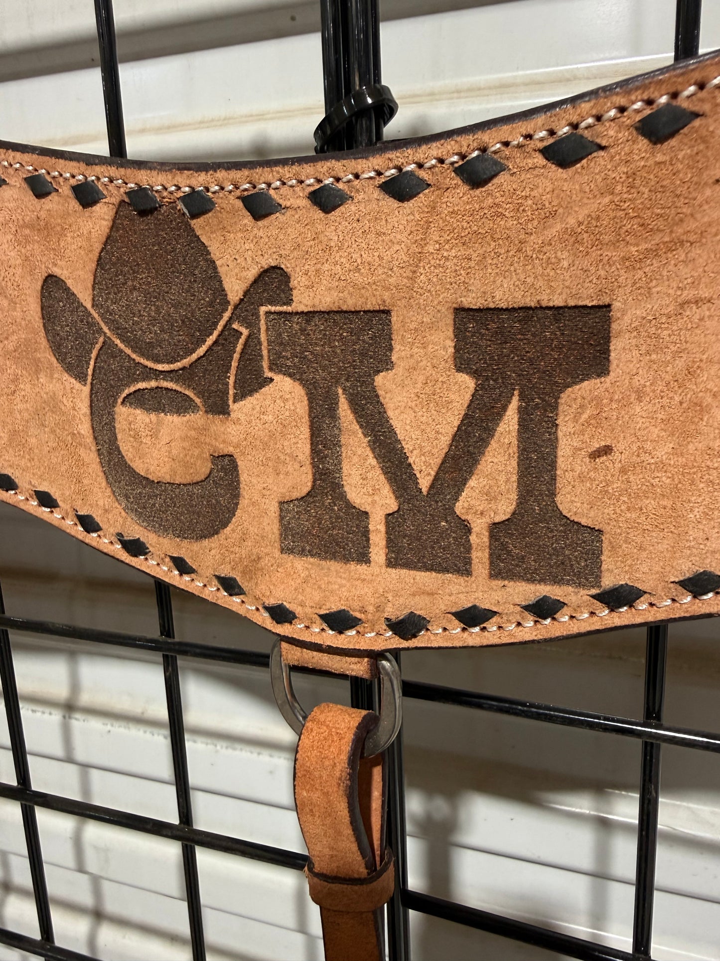 CM Roughout Leather Tripping Collar with Black Buckstitch