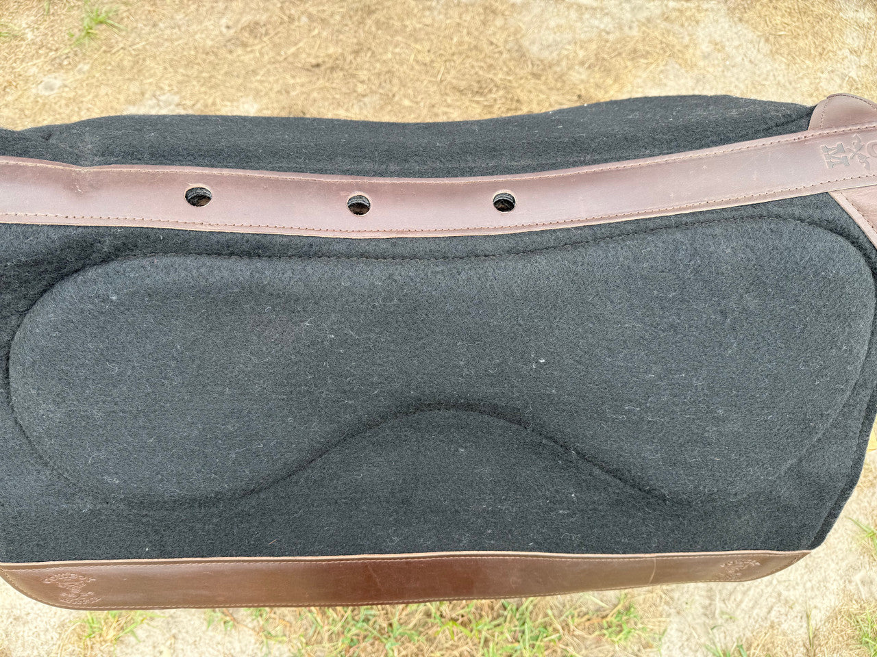 Impact Protection Saddle Pad Black with Brown Leather and 3/4" Wool