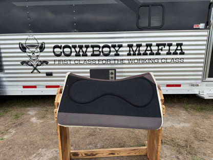 Impact Protection Saddle Pad Black with Brown Leather and 3/4" Fleece