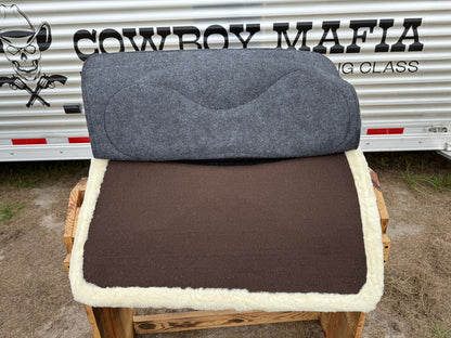 Impact Protection Saddle Pad Black with Brown Leather and 3/4" Fleece