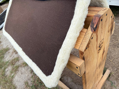 Impact Protection Saddle Pad Black with Brown Leather and 3/4" Fleece