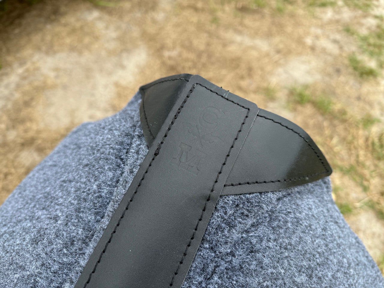 Impact Protection Saddle Pad Gray with Black Leather and 3/4" Wool