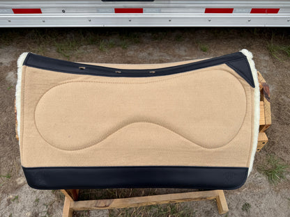 Impact Protection Saddle Pad Tan with Black Leather and 3/4" Fleece