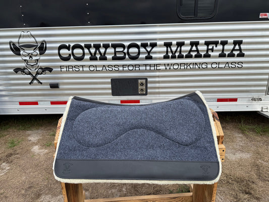 Impact Protection Saddle Pad Gray with Black Leather and 3/4" Fleece