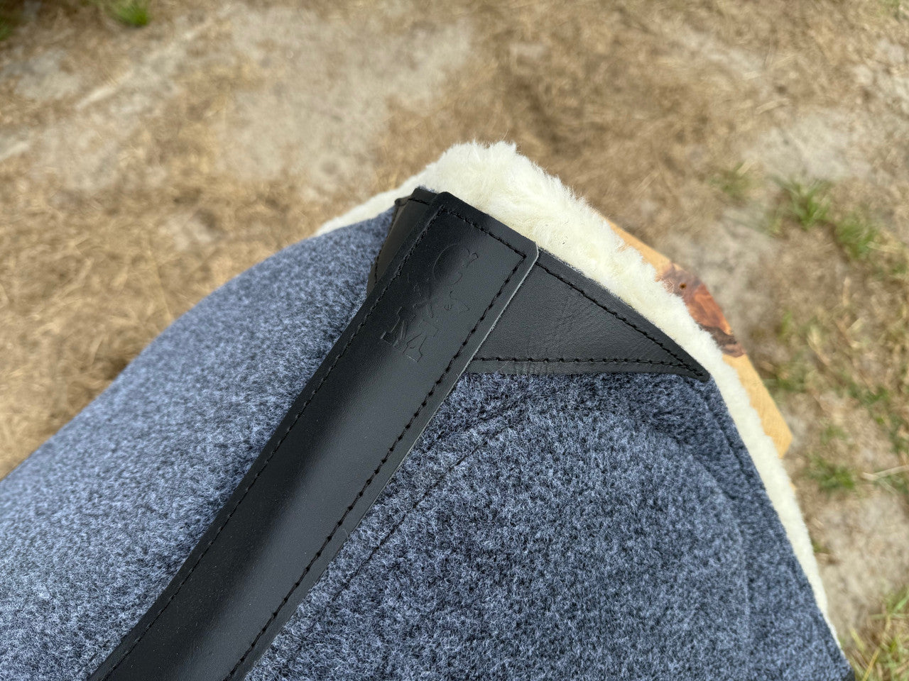 Impact Protection Saddle Pad Gray with Black Leather and 3/4" Fleece