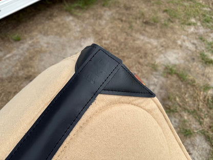 Impact Protection Saddle Pad Tan with Black Leather and 3/4" Wool