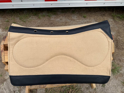 Impact Protection Saddle Pad Tan with Black Leather and 3/4" Wool