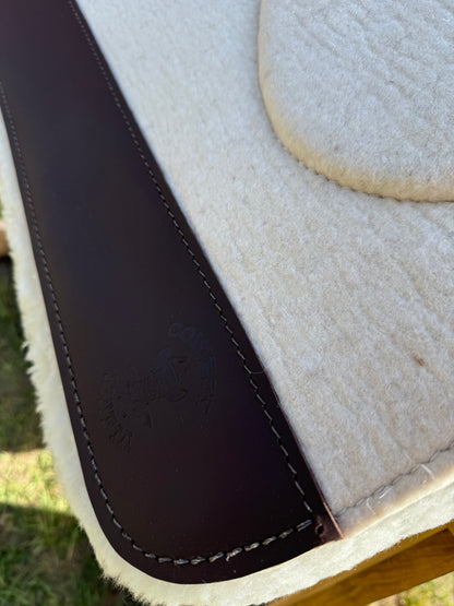 Impact Protection Saddle Pad Off White with Brown Leather and 3/4" Fleece