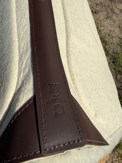 Impact Protection Saddle Pad Off White with Brown Leather and 3/4" Fleece