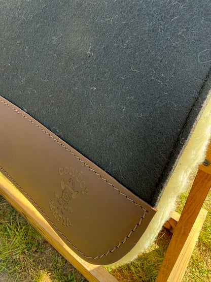 Team Roping Saddle Pad Black with Brown Leather and 3/4" Fleece