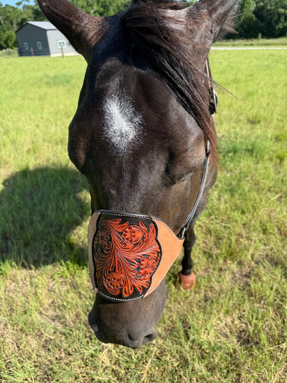 Cowboy Mafia Brown Tooled Leather Bronc Halter | Western Horse Tack