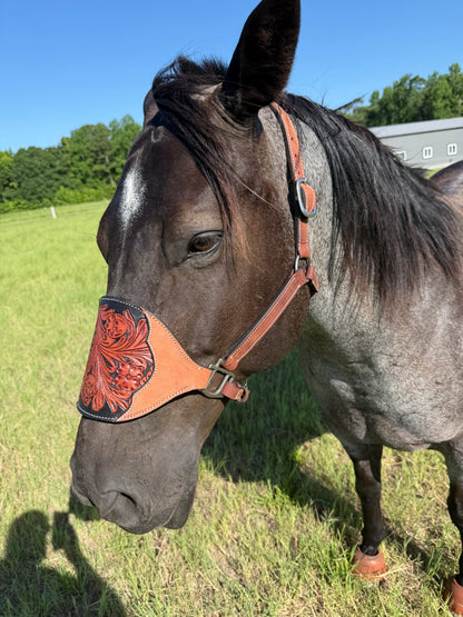 Cowboy Mafia Brown Tooled Leather Bronc Halter | Western Horse Tack