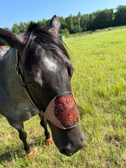 Cowboy Mafia Brown Tooled Leather Bronc Halter | Western Horse Tack