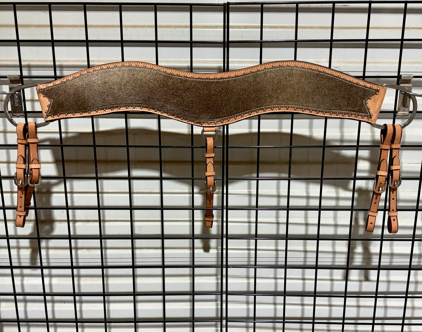 Premium Cowhide Hair Tripping Collar with Silver Dot Accents