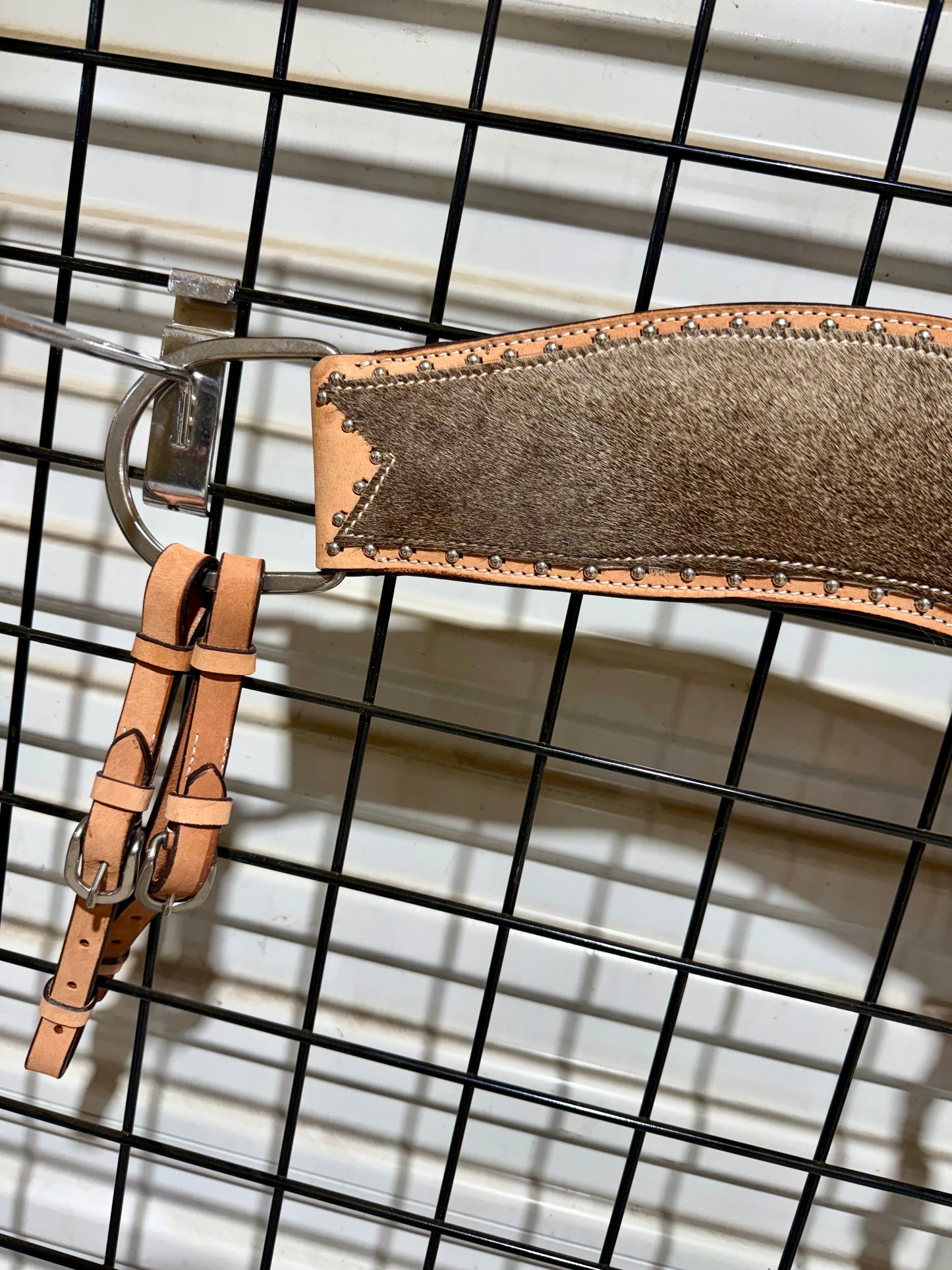 Premium Cowhide Hair Tripping Collar with Silver Dot Accents