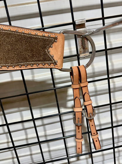 Premium Cowhide Hair Tripping Collar with Silver Dot Accents