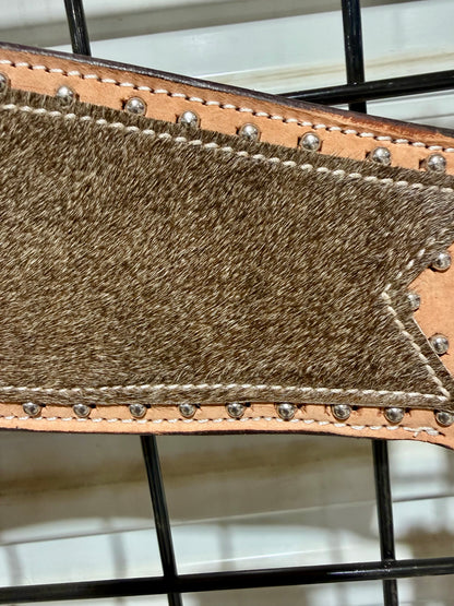 Premium Cowhide Hair Tripping Collar with Silver Dot Accents