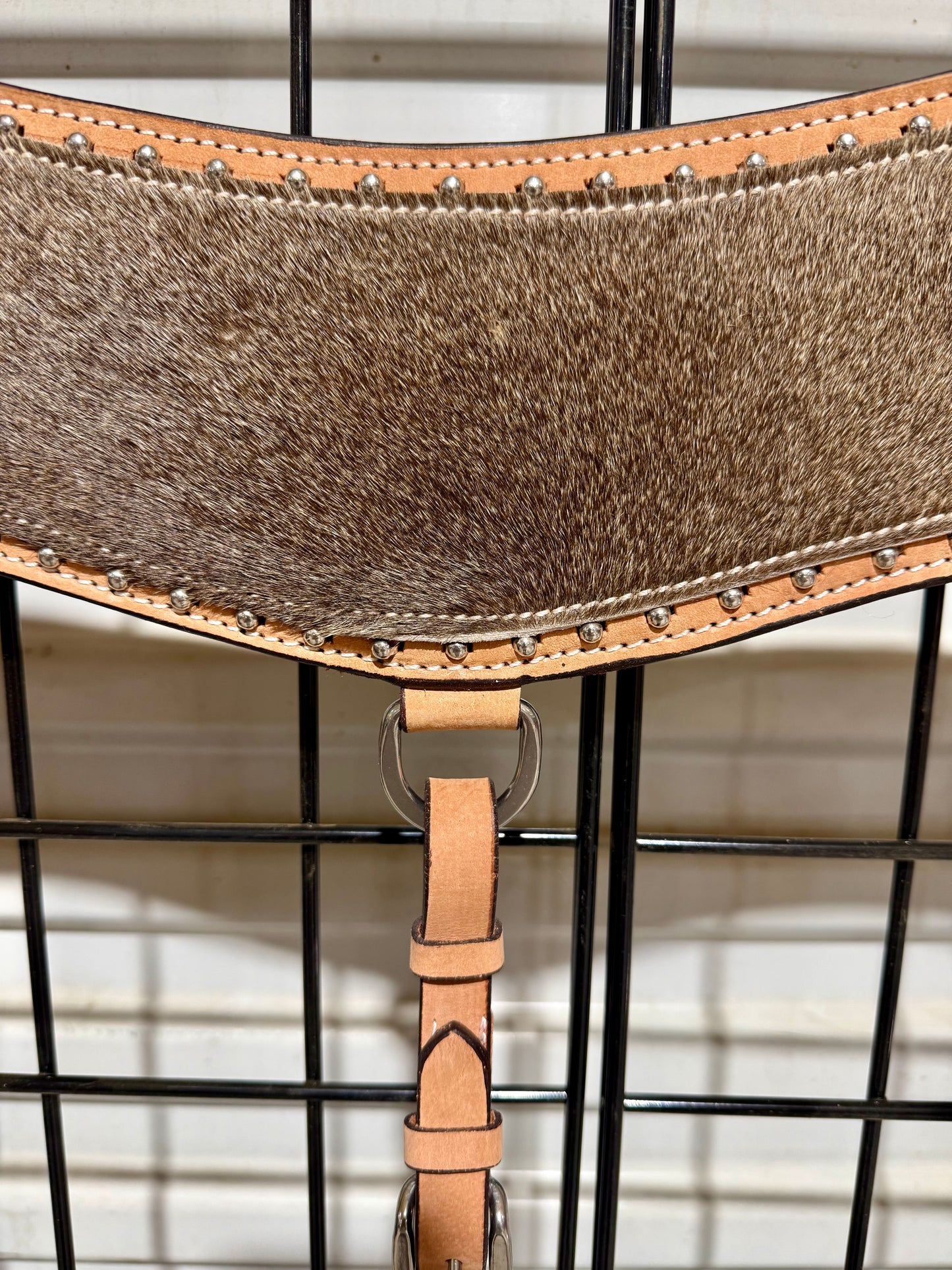 Premium Cowhide Hair Tripping Collar with Silver Dot Accents