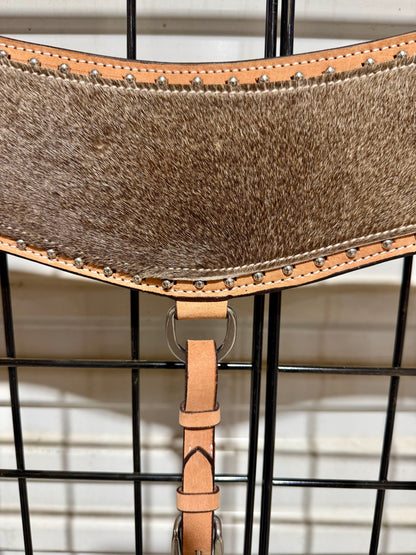Premium Cowhide Hair Tripping Collar with Silver Dot Accents