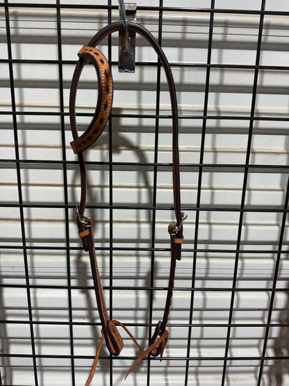 Cowboy Mafia Roughout One Ear Headstall with Black Buckstitch