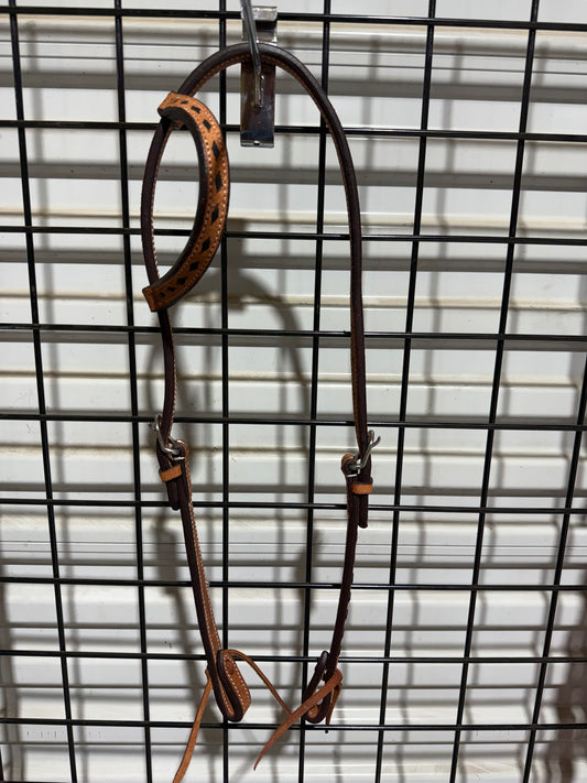 Cowboy Mafia Roughout One Ear Headstall with Black Buckstitch