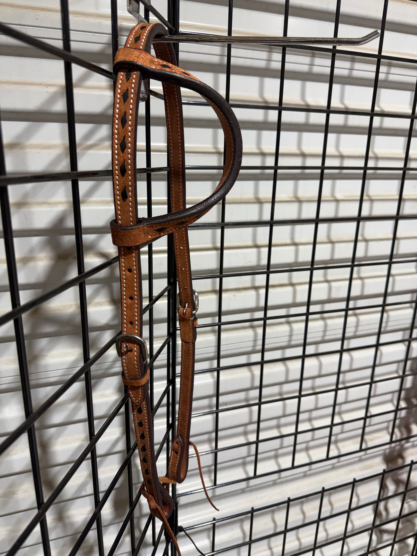 Cowboy Mafia Roughout One Ear Headstall with Black Buckstitch