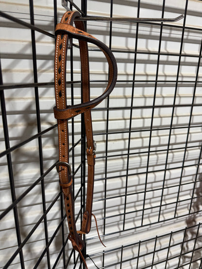 Cowboy Mafia Roughout One Ear Headstall with Black Buckstitch