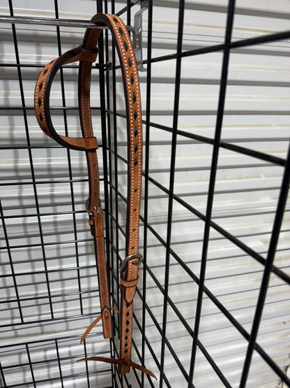 Cowboy Mafia Roughout One Ear Headstall with Black Buckstitch