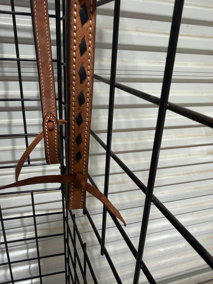 Cowboy Mafia Roughout One Ear Headstall with Black Buckstitch