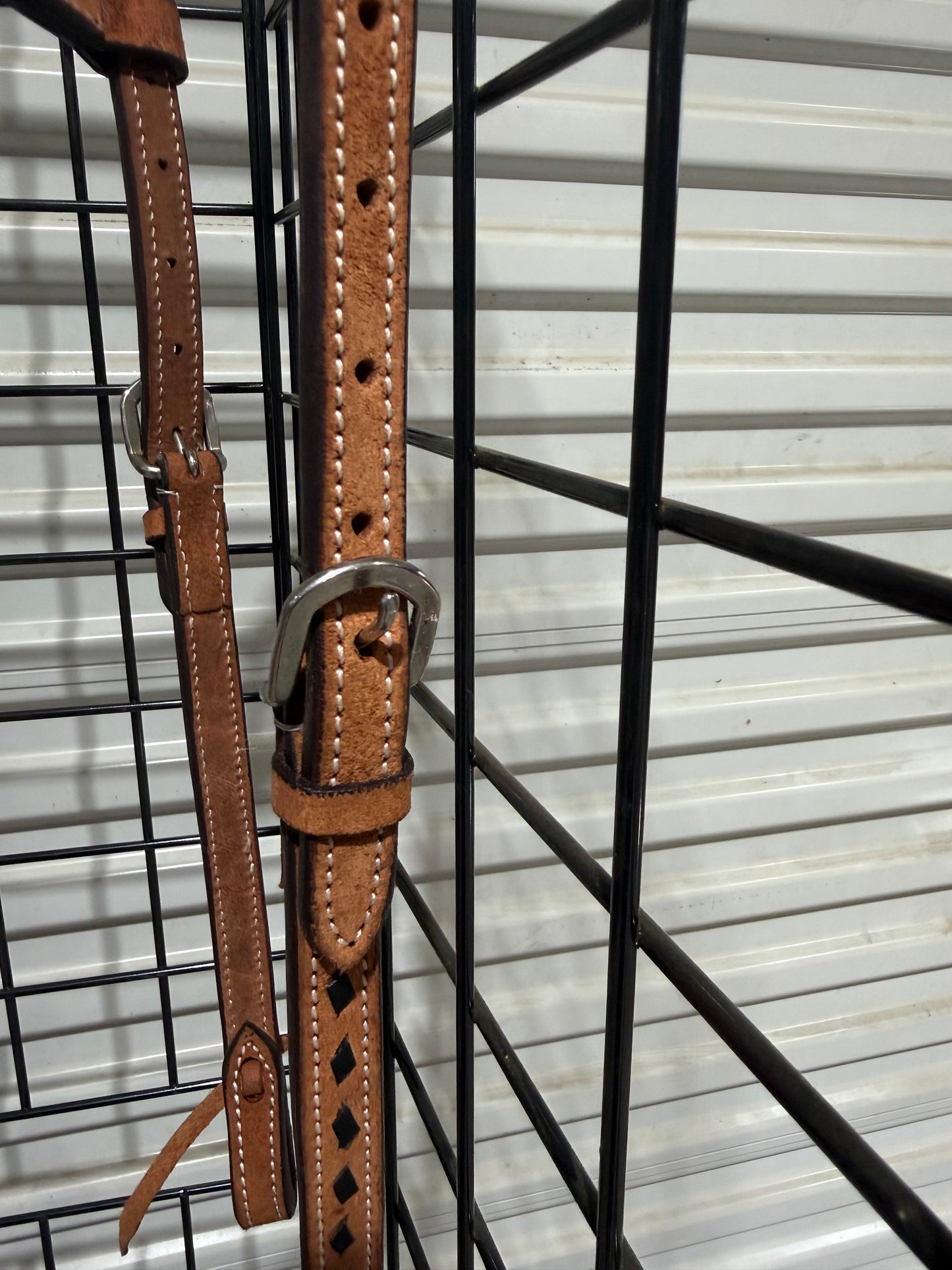 Cowboy Mafia Roughout One Ear Headstall with Black Buckstitch