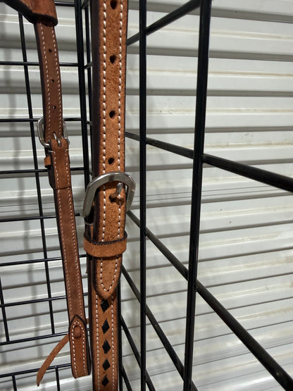 Cowboy Mafia Roughout One Ear Headstall with Black Buckstitch
