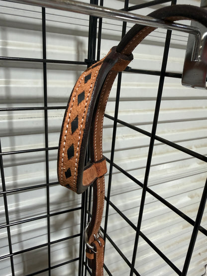 Cowboy Mafia Roughout One Ear Headstall with Black Buckstitch