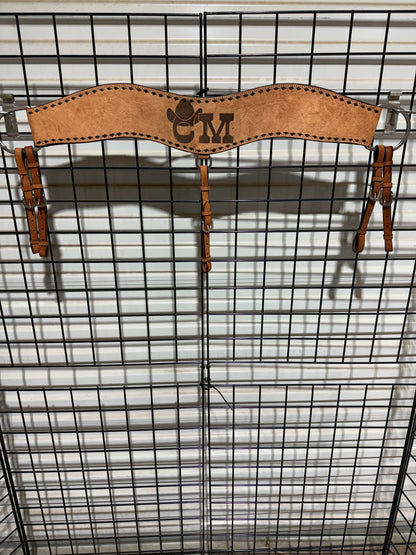 CM Roughout Leather Tripping Collar with Black Buckstitch