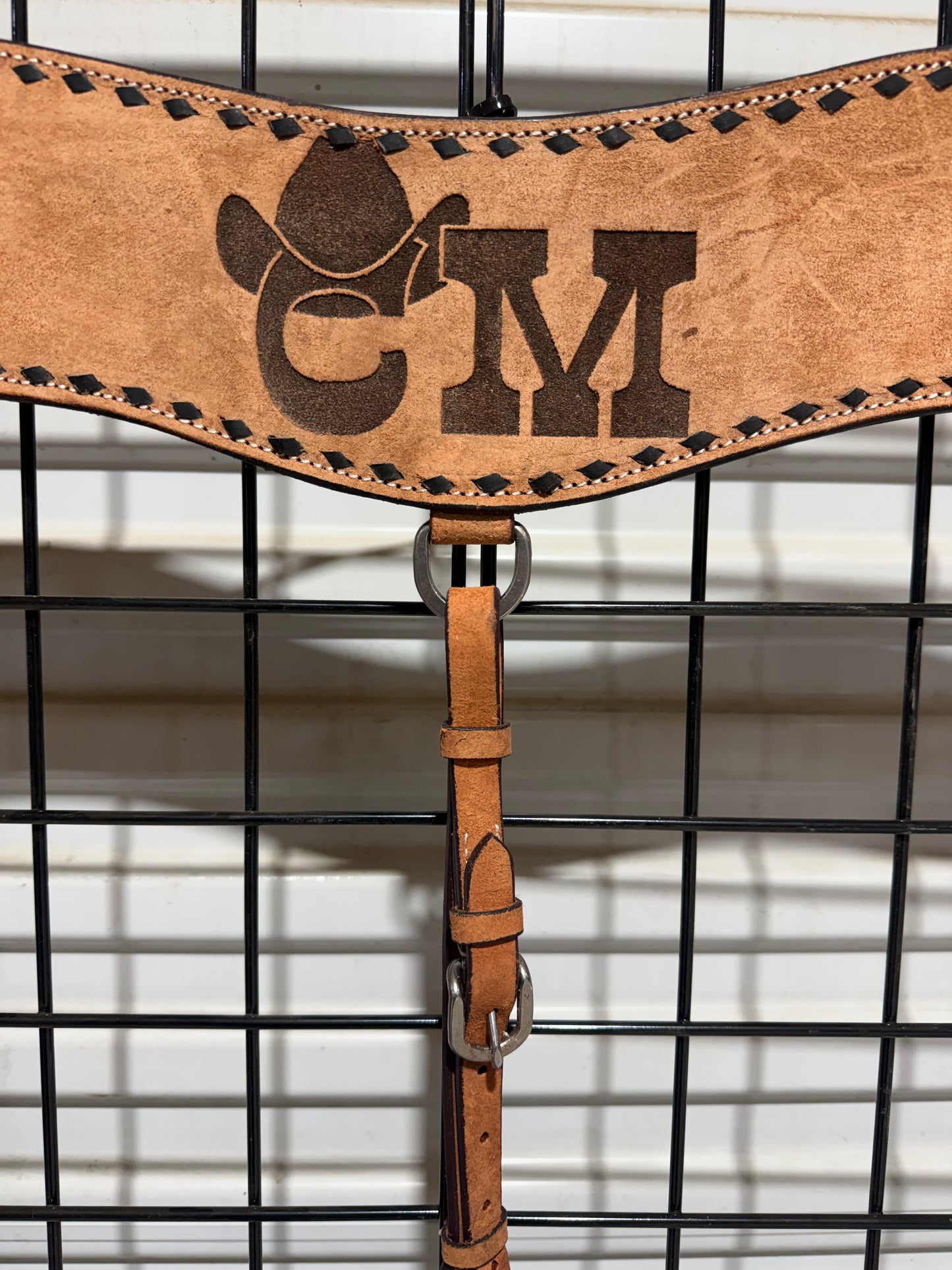 CM Roughout Leather Tripping Collar with Black Buckstitch
