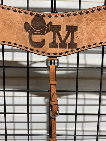 CM Roughout Leather Tripping Collar with Black Buckstitch