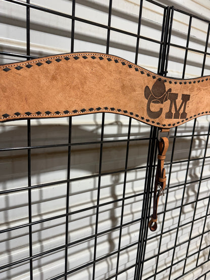 CM Roughout Leather Tripping Collar with Black Buckstitch