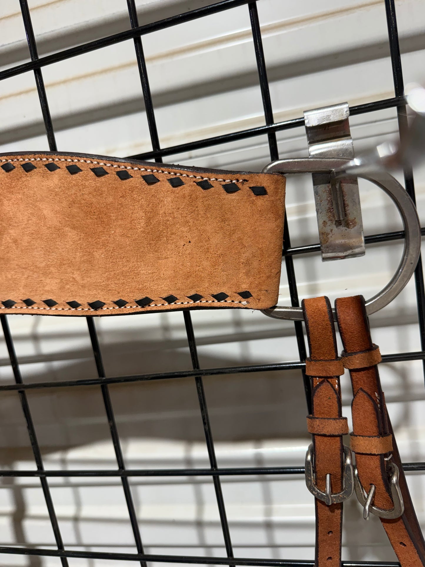 CM Roughout Leather Tripping Collar with Black Buckstitch